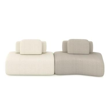 Imagem de Sofá Ilha Sala de Estar Dakota 2 Módulos 316cm Encostos Almofadas Soltas Bouclê OffWhite/Bege G33 - Gran Belo