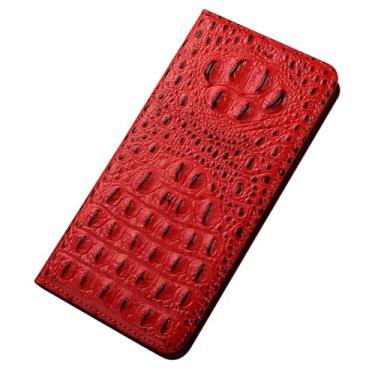 Imagem de FWYANZH Capa carteira para Google Pixel 10 Pro XL/10 PRO/10, capa de couro genuíno crocodilo textura alívio luxo flip Kickstand capa de proteção de corpo inteiro, vermelho, 10Pro XL