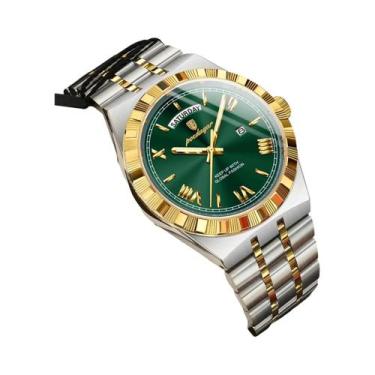 Imagem de Relógio De Luxo Masculino À Prova d'Água Com Data Luminosa Em Aço Inox