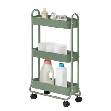 Imagem de SunnyPoint Carrinho de armazenamento fino, organizador de banheiro de 3 camadas, banheiro, carrinho utilitário de lavanderia (Turq)