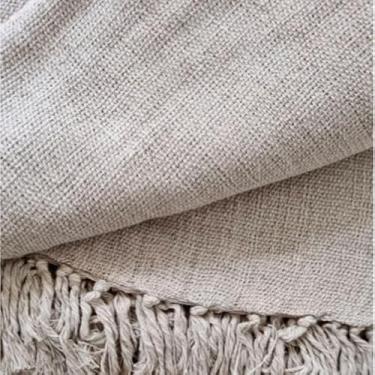 Imagem de Manta para Sofá Gigante Tipo Capa 100% Algodão – Artesanal com Nós nas Pontas Decorativa(Areia)