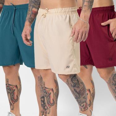 Imagem de Kit 3 Bermudas Masculinas Academia Treino Shorts Elástico Luzzoo-Masculino