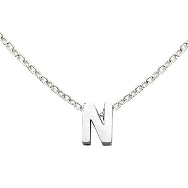 Imagem de Auithery Colar feminino com inicial e letra banhado a ouro, prata, pingente A-Z, colar de titânio para mulheres, Aço inoxidável, Sem Pedra Preciosa