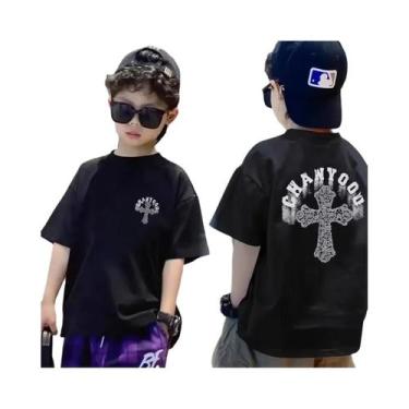 Imagem de Camiseta De Algodão Com Estampa Graffiti Para Meninos E Meninas, Manga