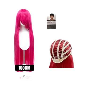 Imagem de Peruca Cosplay Longa Lisa Ombre De 100CM DIFEI Sintética Rosa Verde Do