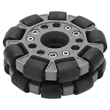 Imagem de KIMISS Roda Omnidirecional de Plástico Duplo de 100 Mm para Kit de Plataforma Robótica 14049 - Capacidade de Carga de 20 Kg, Movimento Fácil de 360 ​​°, Rolos de Borracha, Opções de Instalação