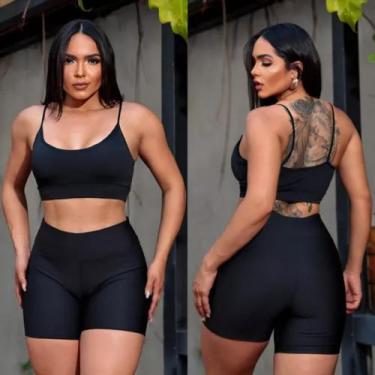 Imagem de Conjunto Short e top Academia Feminino Fitness para treino Esporte - J