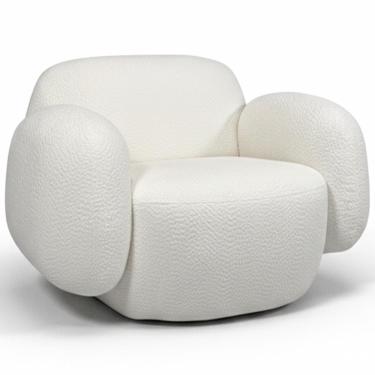 Imagem de Poltrona Decorativa Orgânica Para Sala Living Valley P07 Prime Bouclê Cru - Lyam Decor