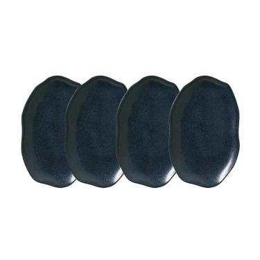 Imagem de Conjunto De Travessas Oval Rasa Média Porto Brasil Bio Night Azul