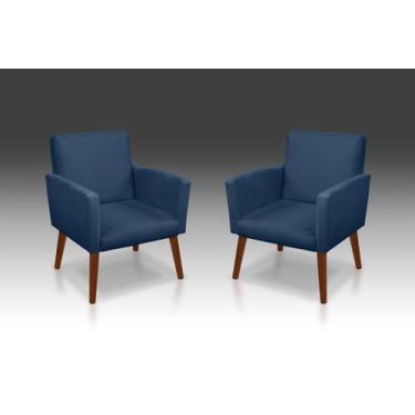 Imagem de Kit 02 Poltrona Nina suede Azul Marinho -Modena Decor  - CASA DA POLTR
