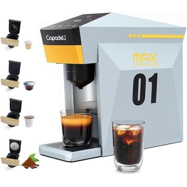 Imagem de RECAFIMIL Cafeteira 3 em 1 de dose única para xícara K, máquina de café expresso para cápsulas de café Ne-spresso Original, K-Cup e cápsulas de café, café moído, cafeteira de 9 bar de pressão única