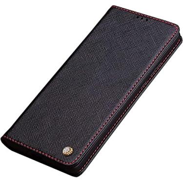 Imagem de EKESA Coldre de capa de telefone flip luxuoso, capa fólio de couro genuíno à prova de choque para Apple iPhone 14 Plus 2022 [Proteção de tela e câmera] (Cor: B)