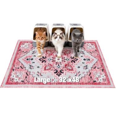 Imagem de EXPAWLORER Tapete de areia para gatos, 81 cm x 122 cm, GG, antiderrapante, à prova d'água, tapete de armadilha de areia fácil de limpar lavável para chão macio em patas de gatinho, tapetes de