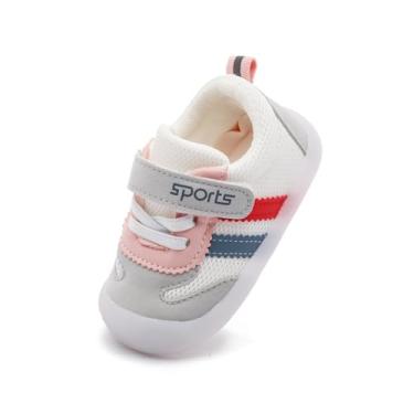 Imagem de Sapatos de bebê infantil meninos meninas tênis de caminhada malha respirável leve tênis para primeiros caminhantes 9 12 18 21 24 meses, X02-rosa, 18-21 Months Toddler
