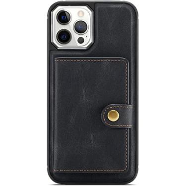 Imagem de MAALYA Capa para Iphone11/11 Pro/11 Pro Max, capa de couro PU vintage, com slots de cartão destacáveis Kickstand TPU Bumper Case à prova de choque (Cor: Preto, Tamanho: 11pro 5,8 polegadas)