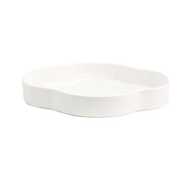 Imagem de Pires de plantas Prato para Arranjo Floral de Mesa, Estilo Minimalista Chinês, em Cerâmica, com Bandeja para Gotejamento(Branco)