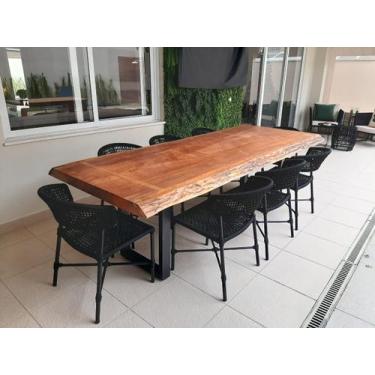 Imagem de Mesa De Tronco Com Bordas Orgânicas e Pés de Ferro Made Wood 250x100
