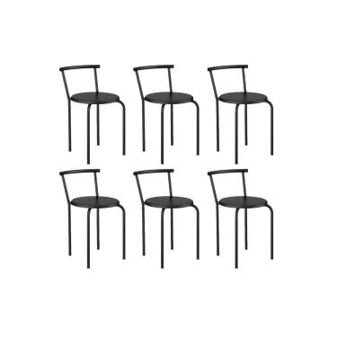 Imagem de Banqueta de Cozinha 105 Kit 6 Uni Preto/Courano Preto - Carraro