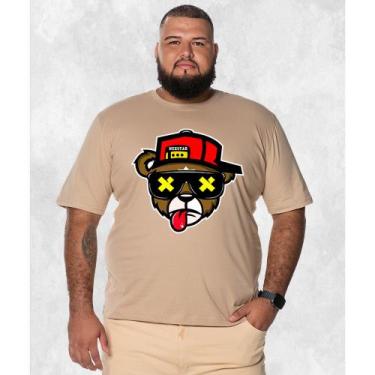 Imagem de Camiseta Plus Size Premium Estampada Algodão Boné Bolado 3.0, Bege, G1