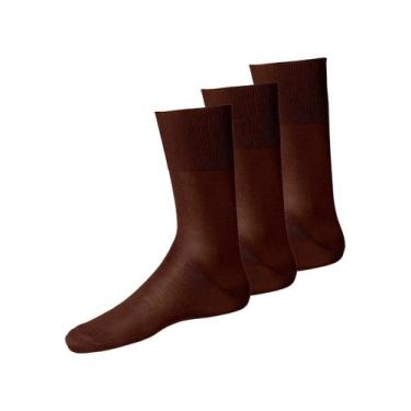 Imagem de Kit com 3 Pares de Meias Social Lupo 1100-011/049, Marrom, 37-44