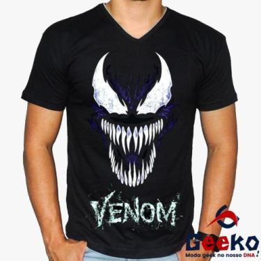 Imagem de Camiseta Venom 100% Algodão - Geeko, Preto gola v, G3
