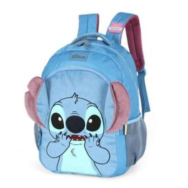 Imagem de Mochila Escolar Stitch Angel Orelhas 3d Frente Plush Passeio-Feminino