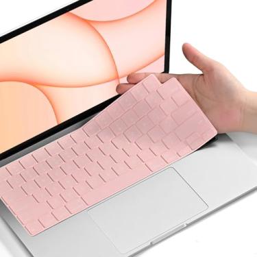Imagem de EooCoo Capa de teclado premium ultrafina protetora, compatível com M5 MacBook Pro 35.6 cm 40.6 cm M4 M3 M2 M1 Pro Max Chip, MacBook Air 2026-2021 38.1 cm 34.5 cm M4 M3 M2 Chip, silicone rosa