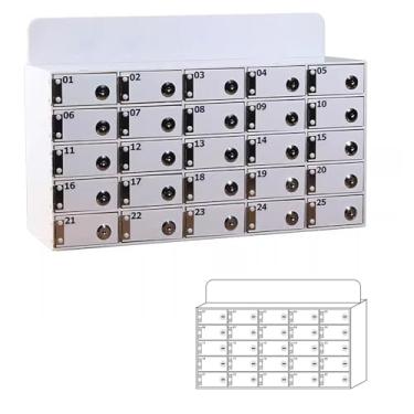 Imagem de Armários para celular de acrílico branco com 6 compartimentos – Armazenamento seguro para celular com chaves individuais, armários de alta capacidade para escritórios e fábricas, organizador de