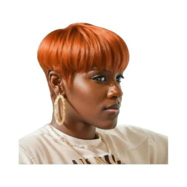 Imagem de Peruca Feminina Curta Estilo Pixie, Cabelo Humano Liso, Peruca Totalme