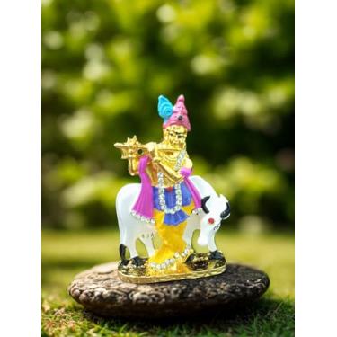 Imagem de Yuktha Eternals Cow God Krishna Multicolor Idol for Car Dashboard | Home Decor | Gifting Showpiece.
