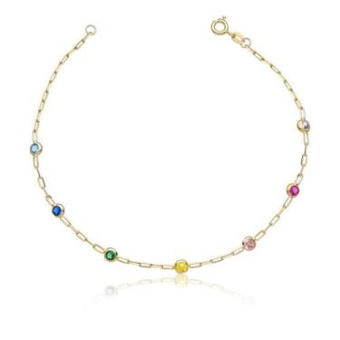 Imagem de Pulseira De Ouro Com Pedras Coloridas Infantil Puro 10k - MAEHLER Arte