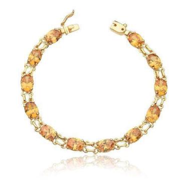 Imagem de Pulseira De Ouro 18k Pedras Amarelas Topázio Sintético Pl03 - MAEHLER 