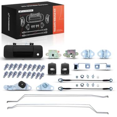 Imagem de A-Premium Kit de reconstrução de porta traseira de 45 peças compatível com Toyota Tundra 2007-2013, cabo de dobradiça da dobradiça da haste da tampa da porta traseira parafusos de ataque da lâmpada