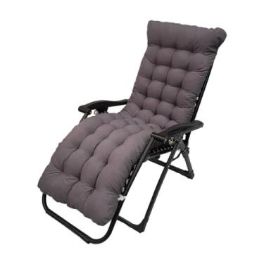 Imagem de Almofada para espreguiçadeira de pátio, almofadas de cadeira reclináveis de 154,9 cm, almofadas de cadeira, espreguiçadeira acolchoada mais grossa para escritório em casa ao ar livre (cinza escuro)