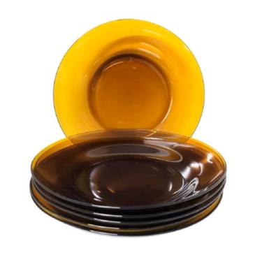 Imagem de Conjunto de louça de 6 peças Prato fundo de 22 cm Âmbar Vidro importado de alta resistência
