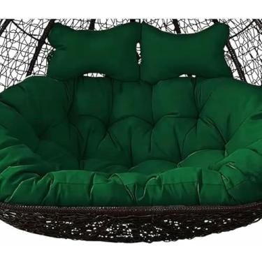 Imagem de Almofada dupla para cadeira suspensa em formato de ovo, almofada removível e espessa para rede, com travesseiro incluso (I, 150 * 110 cm/59 * 43 pol.)