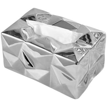 Imagem de Porta-toalhas de papel Design em forma de losango Caixa de lenços de cerâmica Caixa de armazenamento de lenços de mesa Dispensador de lenços doméstico Recipiente de lenços