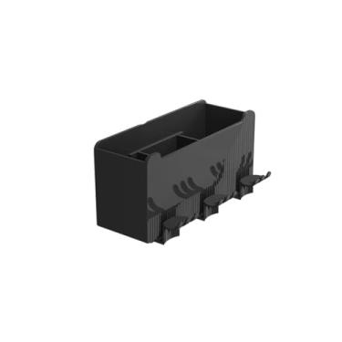 Imagem de Suporte de escova de dentes para banheiro suporte de escova de dentes multifuncional caixa de armazenamento de escova de dentes preta sem perfuração rack de armazenamento de escova de dentes (S22,5 cm