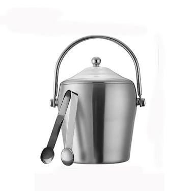 Imagem de Balde de gelo de aço inoxidável balde de gelo balde de champanhe vinho tinto cerveja fria balde de gelo barra de isolamento balde de vinho de gelo com alça balde de gelo barril LCE (pequeno)