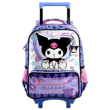 Imagem de Mochila Escolar Rodas Alças Kuromi Hello Kitty Original - Sanrio