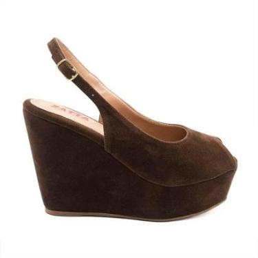 Imagem de Sandália Zatta Anabela Peeptoe Anita Marrom Marrom 34-Feminino