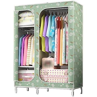 Imagem de U5GAAALPPQ9 Guarda-roupa aberto al guarda-roupa portátil economizar espaço 2 portas guarda-roupa 168 110 45 cm cabideiro (cor: B tamanho: 168 110 45 cm) (F 168 * 110 * 45 cm)