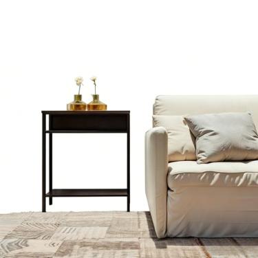 Imagem de Aparador Mesinha Todo MDF - Mesa Lateral de Sofá e Apoio, Prática para Sala, Escritório e Cozinha, Compacta e Durável (PRETO)