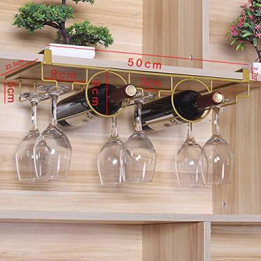Imagem de Rack de vinho embaixo do armário, suporte de copo de vinho suspenso e rack de garrafa, para bar de cozinha, restaurante, preto/branco/ouro/bronze