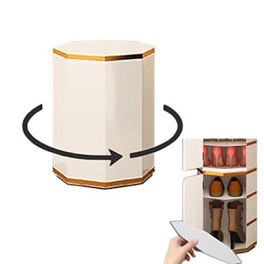 Imagem de Armário de sapatos, suporte giratório para sapatos, organizador de armazenamento com cubo superior, organizador de armazenamento com prateleiras abertas, suporte de sapatos para armário estreito