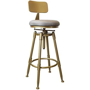 Imagem de Banqueta decorativa cadeira de bar cadeira giratória ajustável para elevação de gás assento estofado de metal cozinha com apoios de braços cadeira de bar salão de beleza poltrona (cor: C Tamanho: 33