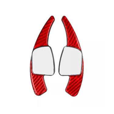 Imagem de Capa de acabamento de extensão de câmbio de volante automotivo 2 peças, para Audi SQ7 Q7 Q8 SQ8 TTS TT ABS fibra de carbono vermelha