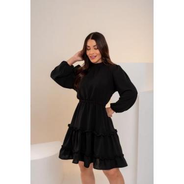 Imagem de Vestido Midi Rodado de Manguinha Modelo Evangelico Boneca Moda Feminin