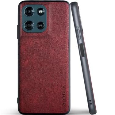 Imagem de AIORIA Capa para Motorola Moto G Play 2026 capa de couro premium design retrô capa protetora completa para celular Motorola Moto G Play 2026 5G (vermelho, para Moto G Play 2026)