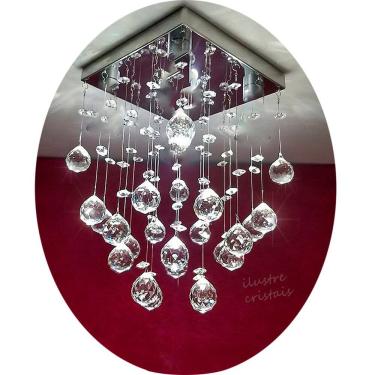 Imagem de Lustre para sala quarto De Cristal Legítimo K9 Quadrado 20x20 Altura 40 Cm